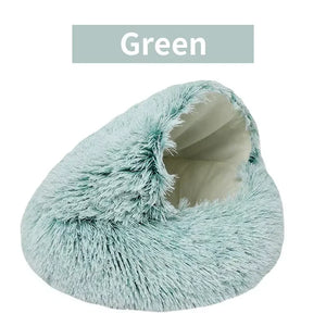 2-in-1 Luxury Winter Plush Cat Bed & Cushion House