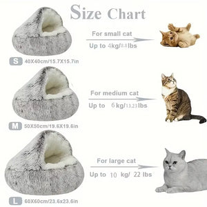 2-in-1 Luxury Winter Plush Cat Bed & Cushion House