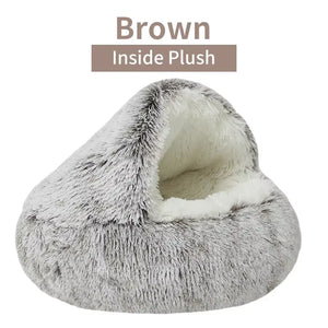 2-in-1 Luxury Winter Plush Cat Bed & Cushion House