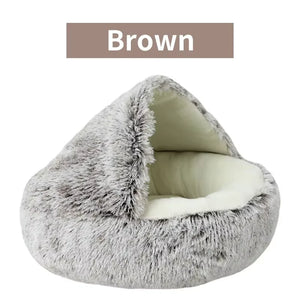 2-in-1 Luxury Winter Plush Cat Bed & Cushion House