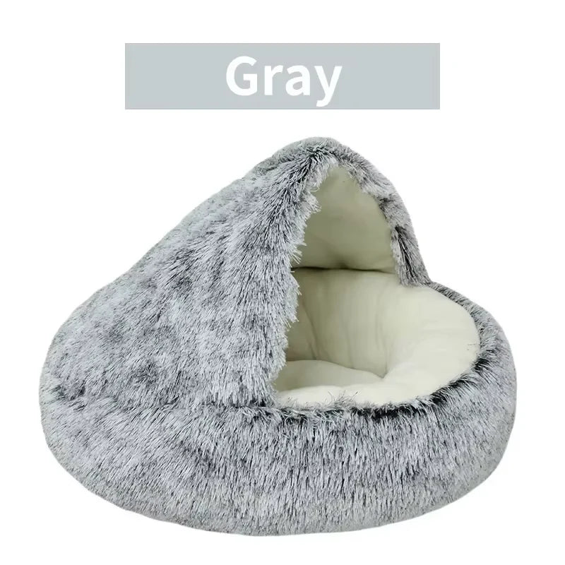 2-in-1 Luxury Winter Plush Cat Bed & Cushion House