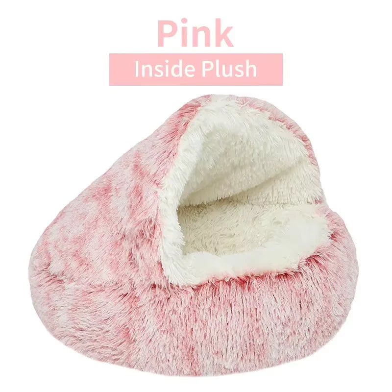 2-in-1 Luxury Winter Plush Cat Bed & Cushion House