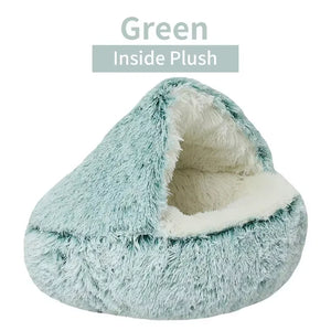 2-in-1 Luxury Winter Plush Cat Bed & Cushion House
