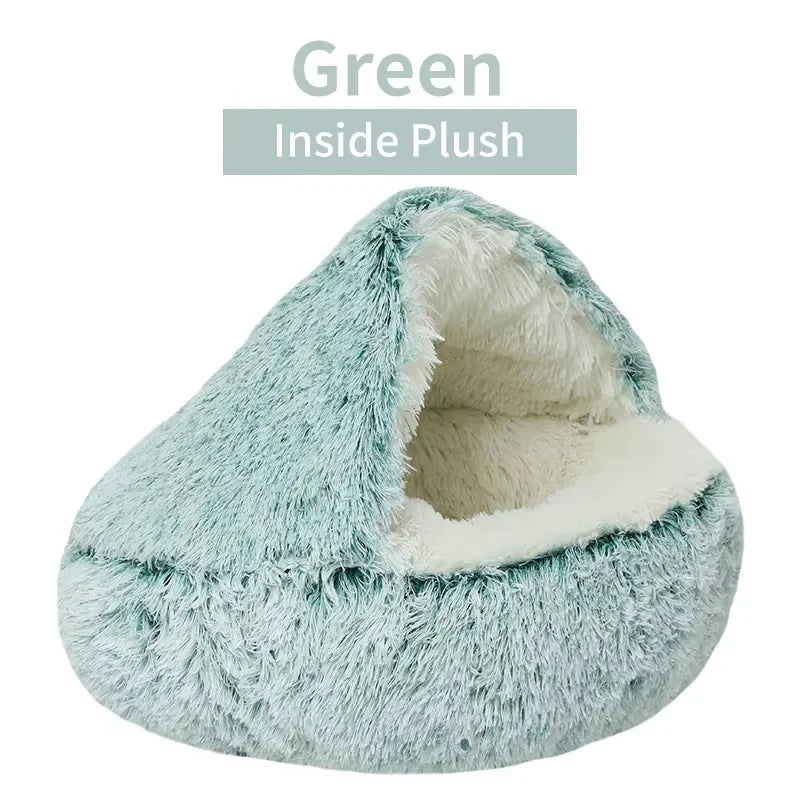 2-in-1 Luxury Winter Plush Cat Bed & Cushion House
