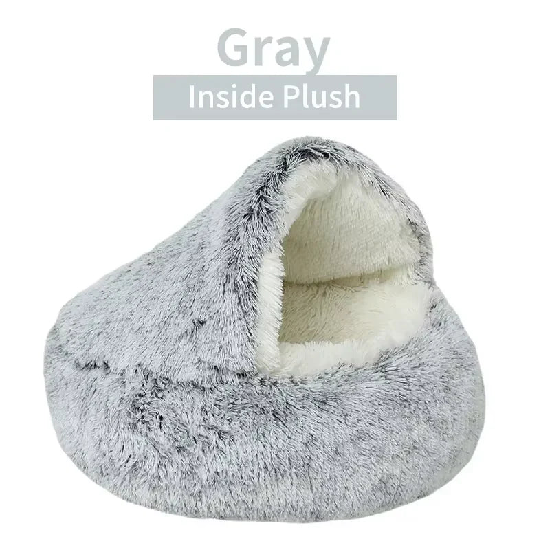 2-in-1 Luxury Winter Plush Cat Bed & Cushion House
