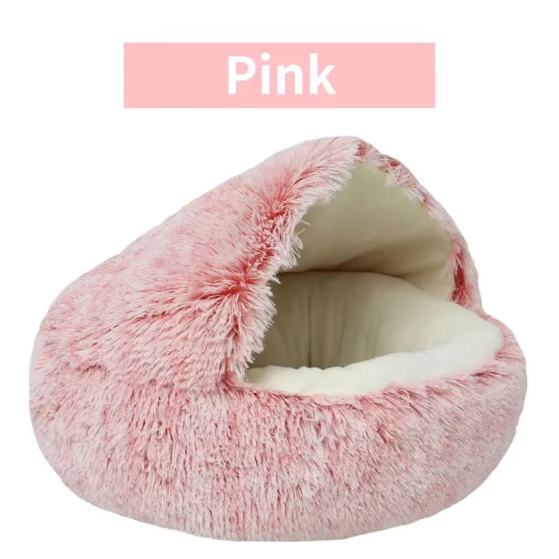2-in-1 Luxury Winter Plush Cat Bed & Cushion House